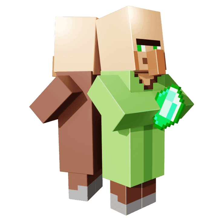 Житель Minecraft с монетами — магазин доната Millida Trade